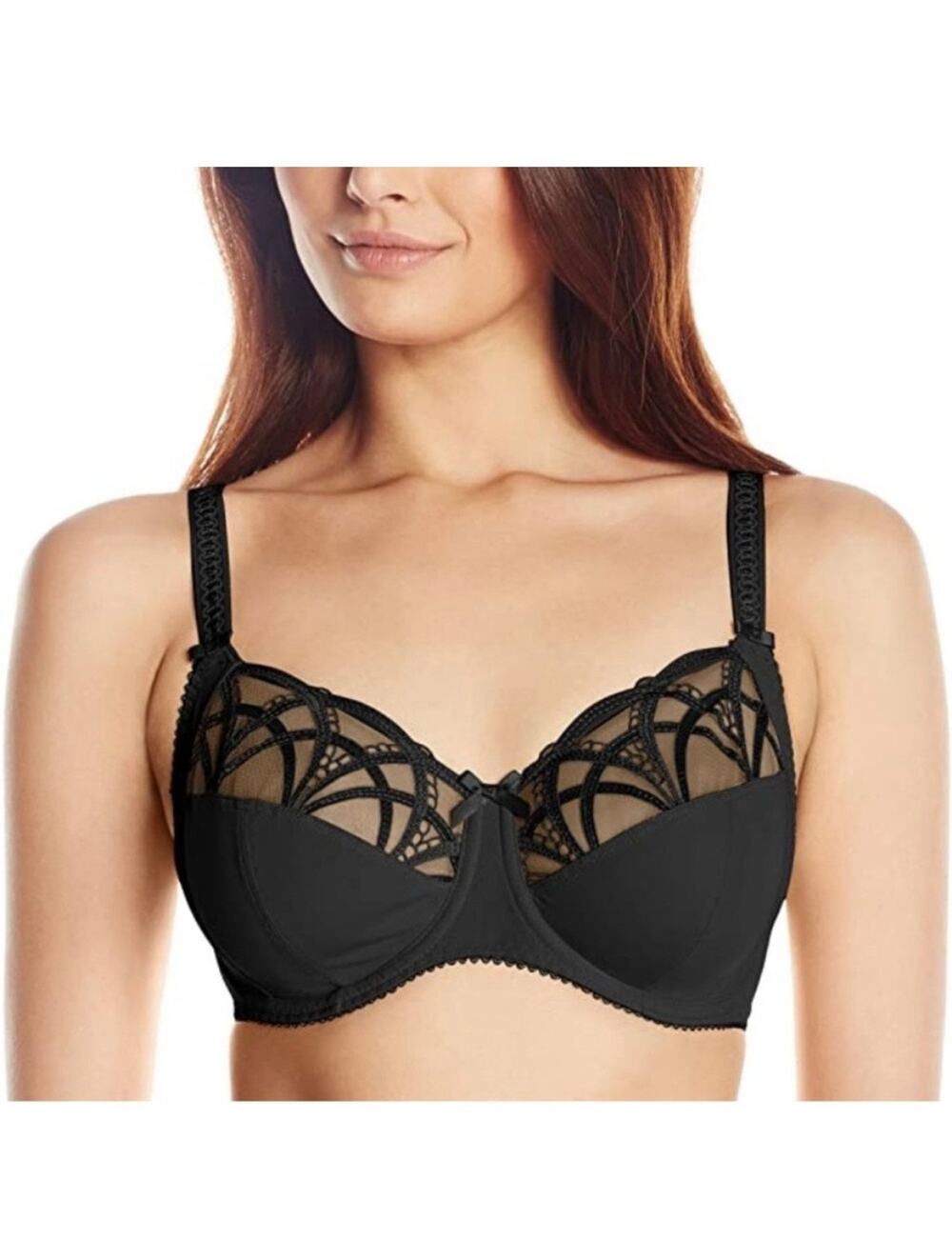 Fantasie FL9152BLK Alex art deco side support full figure bra in black NEW 40G